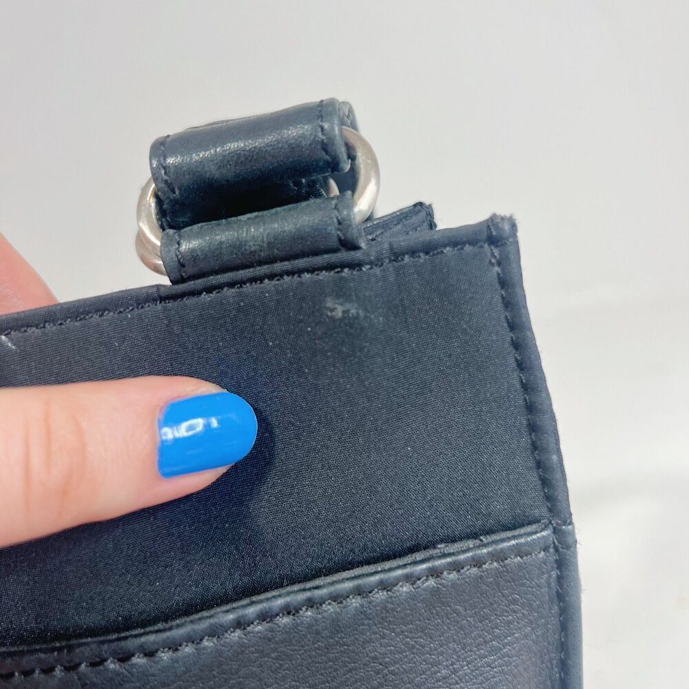 Vintage Fossil Black Leather Shoulder Bag Grunge Punk Rockstar Girlfriend - Picture 9 of 11